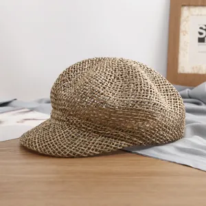 Sombrero gavroche de paja tejida verano gorra pintor calada vintage sombrero de sol