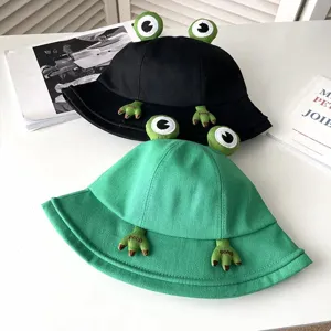 Cute frog bucket hat for women and girls, Japanese style cartoon sun protection basin hat.