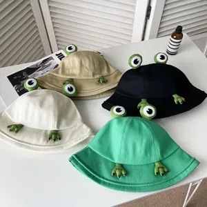 Cute frog bucket hat for women spring summer casual anti-UV sun cap cartoon cute design