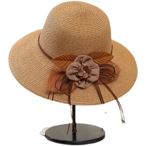 Damen Sommer Sonnenhut Geflochtene Strohhut Strandmütze UV-Schutz Modische Blumige Kappe
