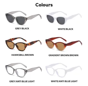 Occhiali da sole cat-eye alla moda e montatura anti-luce blu con design elegante per donna.