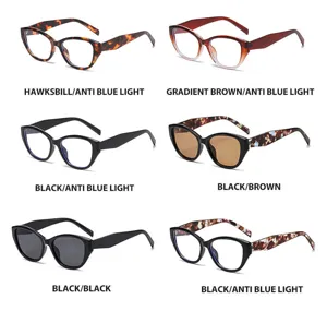 Occhiali da sole cat-eye alla moda e occhiali anti luce blu con montatura grande.