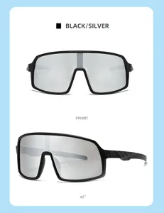 Gafas de sol de ciclismo al aire libre para niños marco negro lente plateada deporte