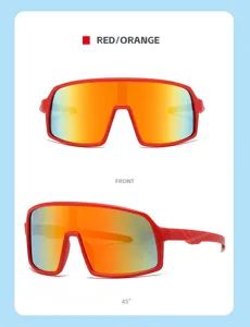 Gafas de sol ciclismo niños deporte al aire libre colorido una pieza marco rojo lente