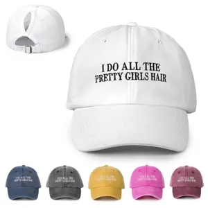 Printed Pretty Girls Hair Ponytail Baseball Cap Women Polyester Sun Protection Adjustable Curved Brim Hat Outdoor Casual Sport Cap