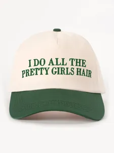 Cappellino da baseball bicolore ricamato con slogan, cappello casual elegante.