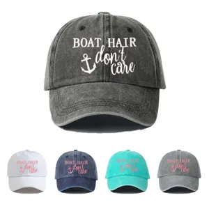 Embroidered Boat Hair Letter Adjustable Polyester Baseball Cap Sun Protection Curved Brim Outdoor Sport Hat For Men Women