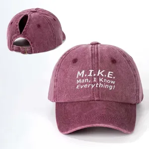 Gorra de béisbol de algodón lavado con bordado elegante en la parte delantera.