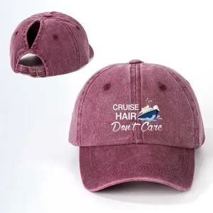 Casquette de baseball effet délavé avec motif croisière, chapeau en coton ajustable.