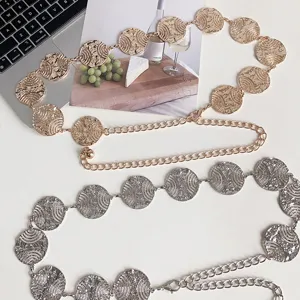 Catena da vita in metallo alla moda per donne, elegante cintura per abito rotonda chic.