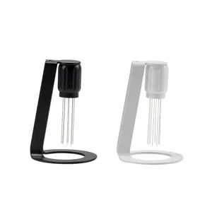 Professional coffee WDT tool distribution needle with stand, black and white set for espresso.
