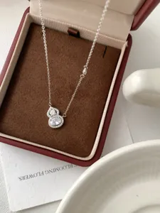 S925 Sterling Silver Diamond Paved Gourd Necklace Vintage Niche Design Elegant Jewelry Piece.
