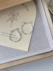 S925 sterling silver minimalist hoop earrings for women, elegant round daily fashion jewelry.