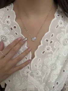 S925 sterling silver diamond pendant necklace, Japanese retro niche design, elegant jewelry.