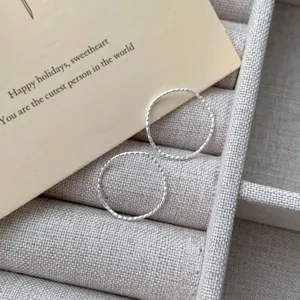 Bague ondulée en argent S925 minimaliste délicate rétro bague de doigt pour femmes