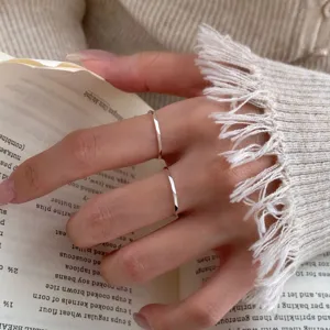 S925 Sterling Silver Faceted Ring Japanese Vintage Minimalist Stackable Ring For Women.
