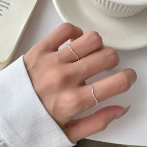 Bague argent S925 motif de vague bijou minimaliste elegant pour femmes quotidien