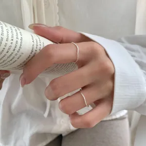 Bague vague argent sterling S925 anneau torsadé fin minimaliste bijoux femme élégants