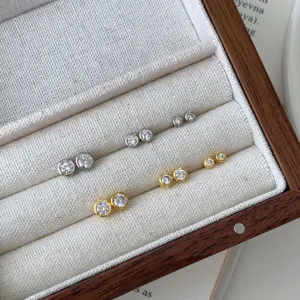 Luxus 925 Sterlingsilber Rund Blase Ohrstecker Elegant Strass Mikroeingelegt Kreis Minimalistischer Schmuck Für Damen Mädchen Pendeln Tägliches Geschenk