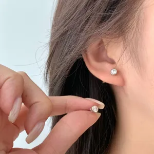 S925 Silber runde Zirkonia Ohrstecker für Damen, elegante minimalistische Ohrringe Schmuck.