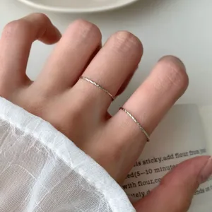 S925 sterling zilver minimalisten ultra-dunne gestructureerde ring voor vrouwen