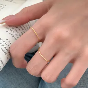 S925 Sterling Zilver Minimalistische Ultreadunne Gefacetteerde Ring Vrouwen Ontwerp