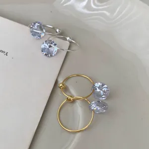 Minimalistische 925 Sterlingsilber Einzelne Strass Ohrstecker Geometrische Kreis Ohrringe Für Damen Funkelnder Feiner Schmuck Geschenk