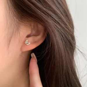 Boucles d'Oreilles Clous Noeud Papillon Argent Sterling 925 Bijou Mignon pour Femmes