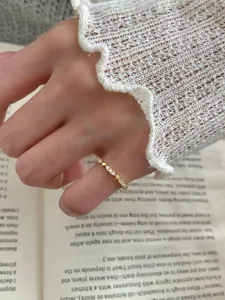 Anello cuore diamante in argento sterling S925, delicato gioiello retrò vista dettagliata.