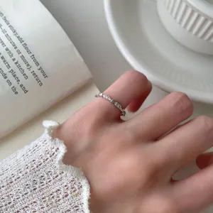 Anello con diamante a cuore in argento sterling S925 da donna, gioielli vintage delicati.