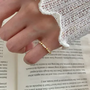 Anello cuore in argento S925 con diamanti, gioiello minimalista retrò giapponese delicato.