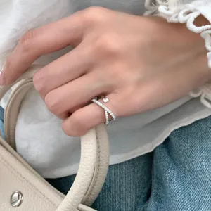 Bague Croix Meteor en Argent Sterling 925 Élégante Zircone Brillante pour Femmes Chic