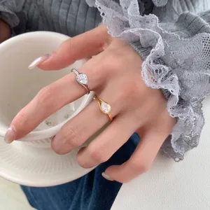 Bague Solitaire Forme Poire Argent Sterling 925 Bijou Minimaliste Elegant Tendance