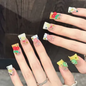 Handmade 3D fruit press-on nails sweet style fake nail art tips details display
