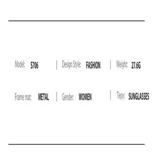 Especificación técnica detallada de las gafas de sol de metal para mujer de moda.