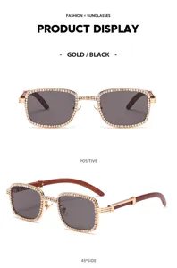 Gafas de sol de lujo con montura de metal y diamantes de imitación para hombres y mujeres.