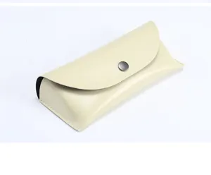 Etui a lunettes en cuir beige boite de rangement portable pour lunettes de soleil