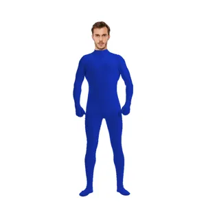 Blue full body zentai suit stretchy Halloween costume invisible bodysuit for party dress up