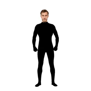 Black full body zentai suit stretchy spandex costume for Halloween party wear cosplay.