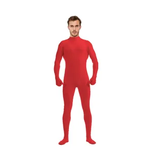 Red full body zentai suit stretchy spandex costume Halloween cosplay bodysuit for men