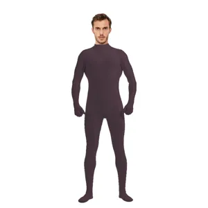 Adult full-body zentai suit solid color stretchy bodysuit for Halloween cosplay and party wear.