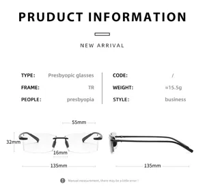 TR90 Business Lesebrille Leichte Presbyope Brille mit klaren Gläsern ca. 15,5g