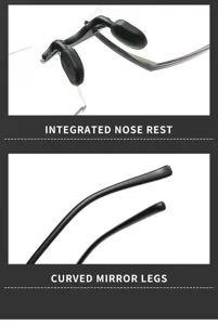 Detailansicht der integrierten Nasenauflage und gebogenen Brillenbeine der Lesebrille.