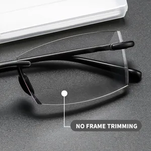 Bequeme randlose Lesebrille mit Blaulichtfilter quadratisch fuer Damen und Herren Brille retro