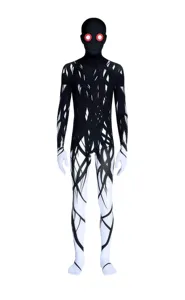 Halloween scary tree monster cosplay costume full body spandex morph suit with red eyes mask.