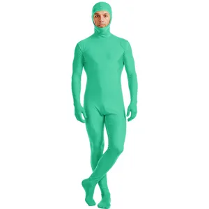 Groene elastaan full body zentai pak voor toneelvoorstelling cosplay en video greenscreen.