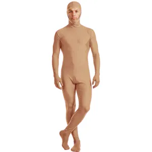 Volledig huidskleur zentai pak open gezicht elastische bodysuit voor feest podium cosplay