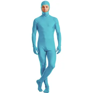 Blauwe full body zentai pak elastische spandex kostuum cosplay feest stage performance