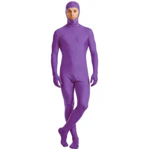 Paarse volledige lichaam zentai pak met open gezicht stretch spandex cosplay voor feest