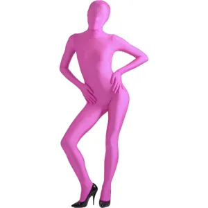 Volledig lichaam roze zentai pak elastisch kostuum voor Halloween feest podiumshow.